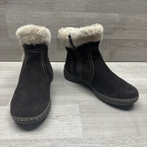 Baretraps Emily Brown Suede Leather Faux Fur Lined Boots Women Size 8M Very Nice